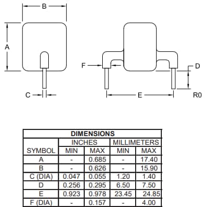 Mechanical Drawing - Central Semiconductor CAK3 & CAK6 TVS Diodes